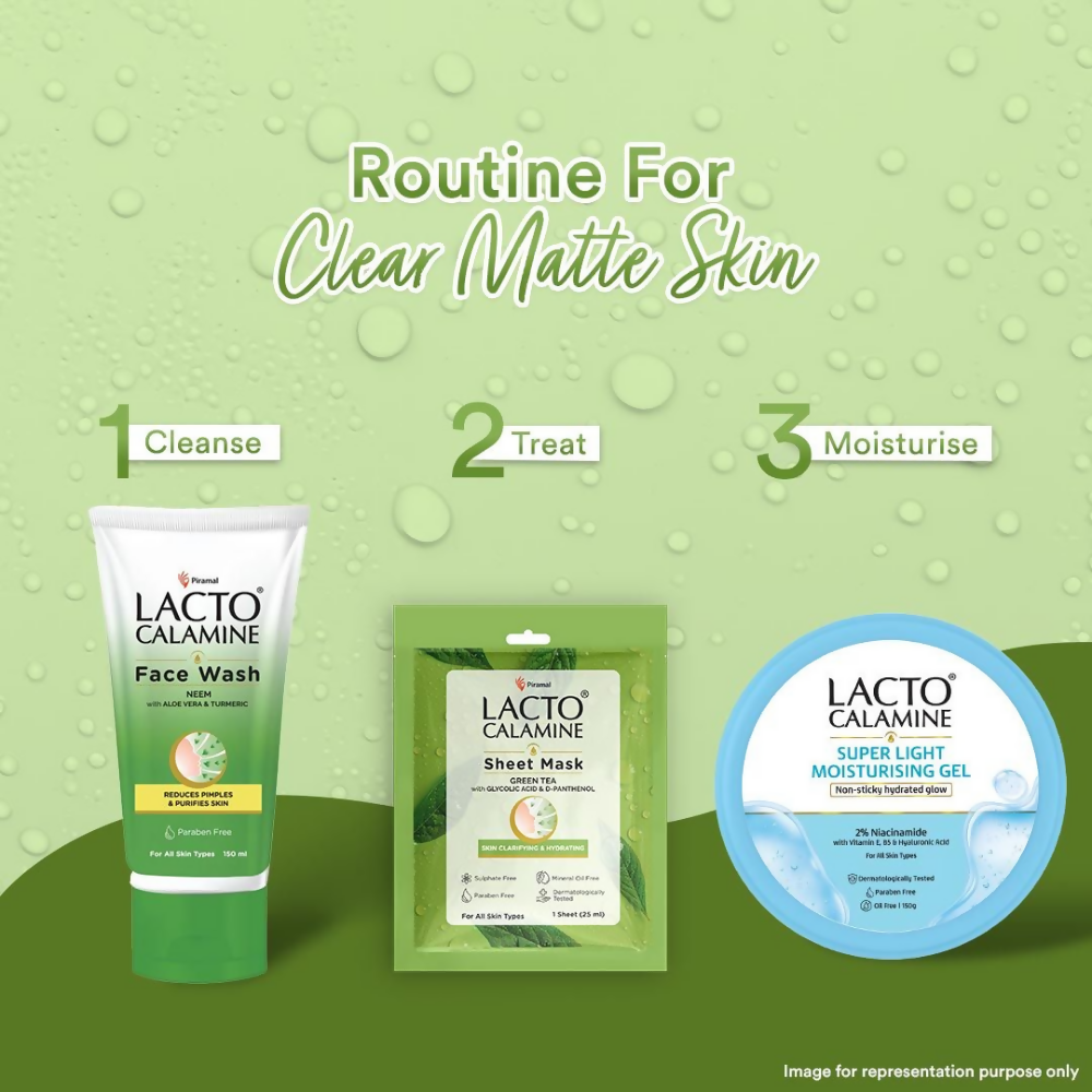 Lacto Calamine Green Tea Face Sheet Mask | Grocsy