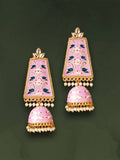 Mominos Fashion Johar Kamal Golden Kundan Meenakari Big Jhumka | Grocsy