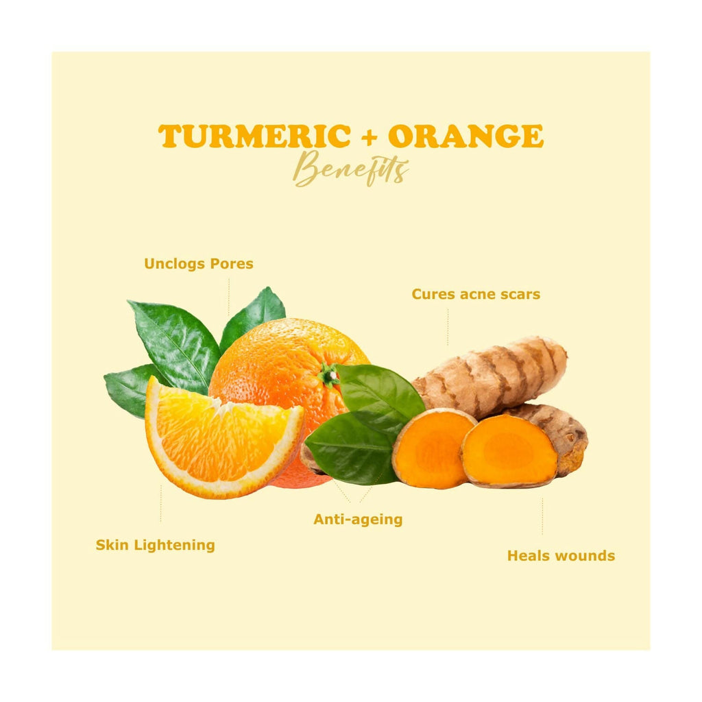 Kimayra Organic Turmeric + Orange Face Pack Powder For Brightening Skin, Help In Pigmentation, Wrinkles, Fine Lines & Scars | Grocsy