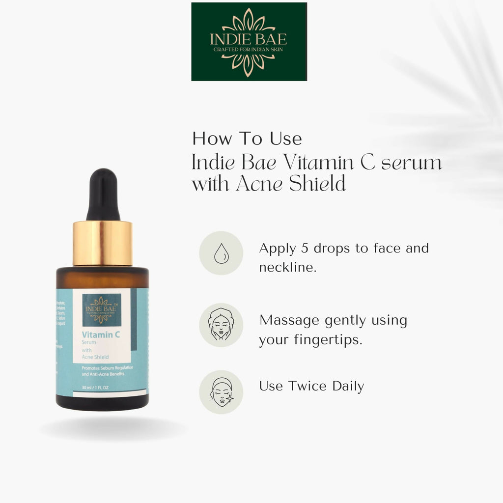 Indie Bae Crafted For Indian Skin: Vitamin C Serum With Acne Shield | Grocsy