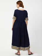Cheera Embellished Party Wear Anarkali Dress - Navy Blue | Grocsy