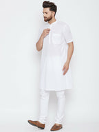 Even Apparels White Color Pure Cotton Men's Kurta With Band Collar | Grocsy