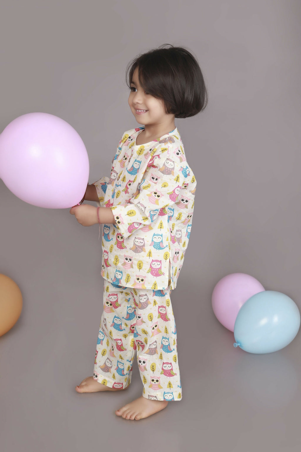 Breathables Wine Cotton Camel Print Night Suit For Kids | Grocsy