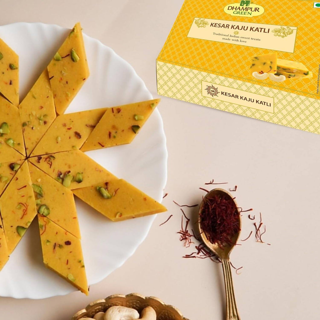 Dhampur Green Kesar Kaju katli | Grocsy