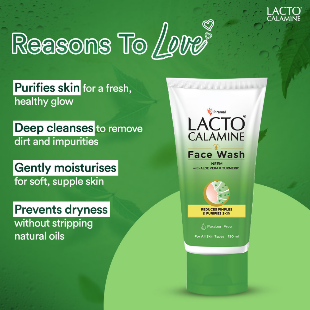 Lacto Calamine Facewash With Neem, Aloe Vera & Turmeric | Grocsy