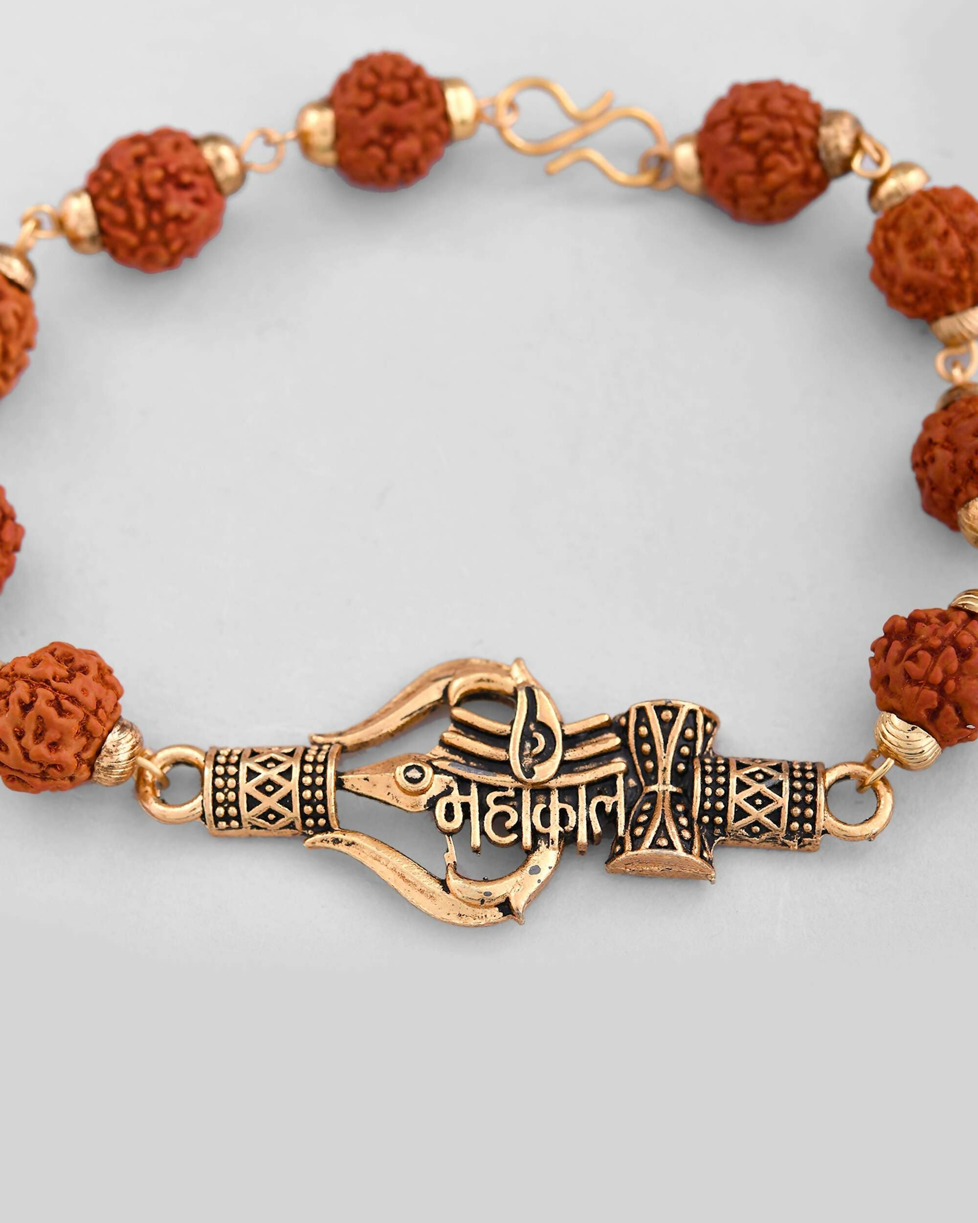 VOJ Gold-Polished Rudraksh Mahakal Bracelet | Grocsy