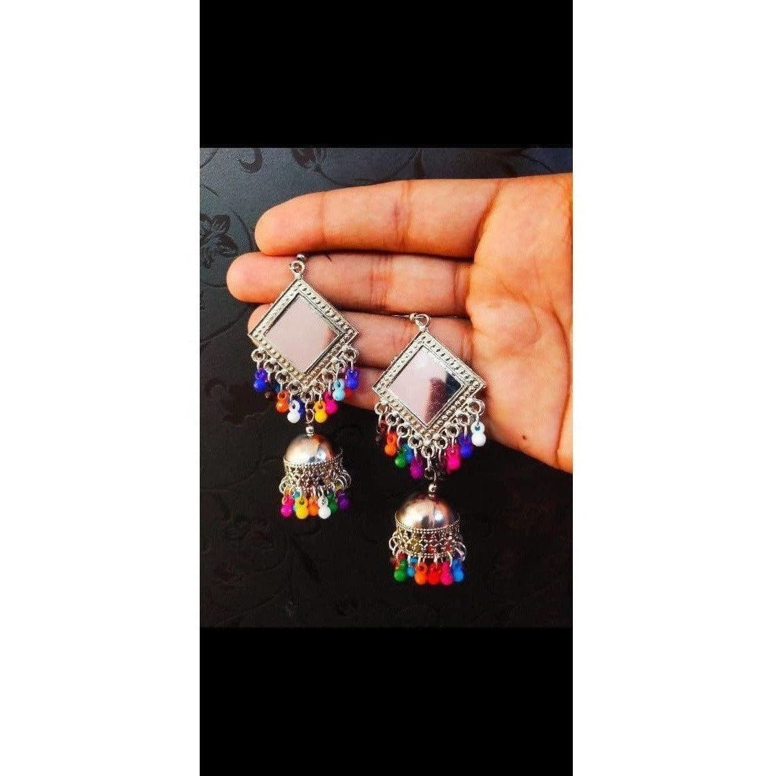 MS Fashion India Muskan Fancy Mirror Work Multi Color Beads Smart Earring | Grocsy