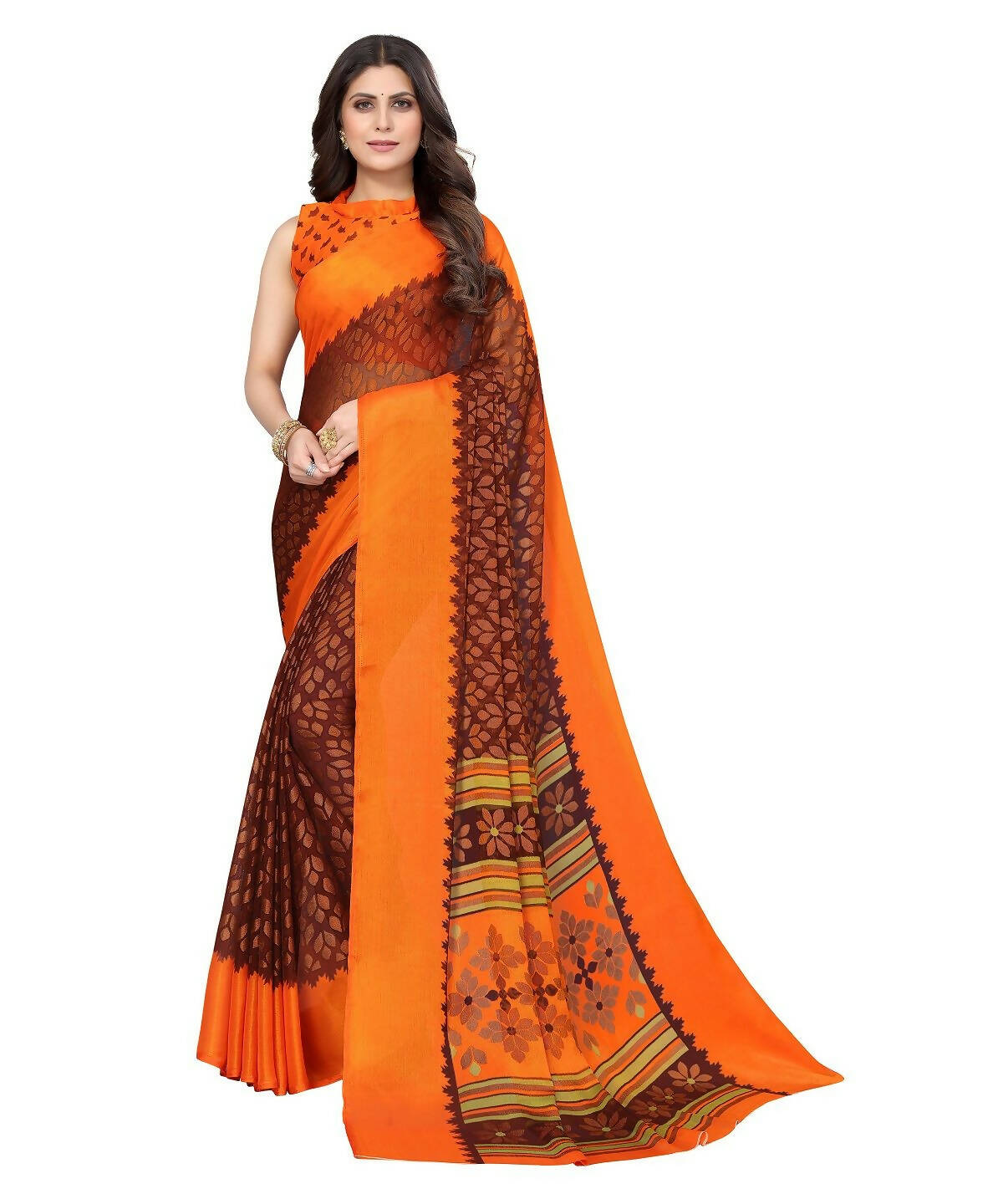 Vamika Maroon Chiffon Brasso Bollywood Style Woven Saree (ALIZA MAROON) | Grocsy
