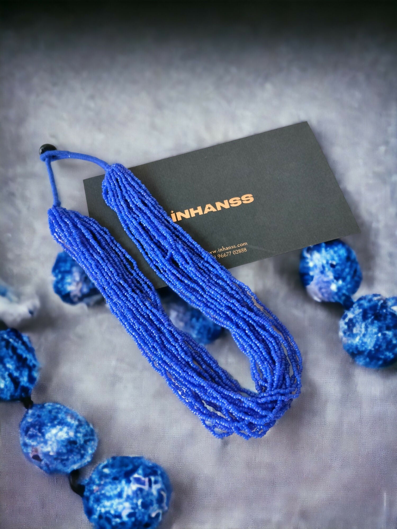 Inhanns Handmade Beaded Multilayer Necklace, 20 Layers - Blue | Grocsy