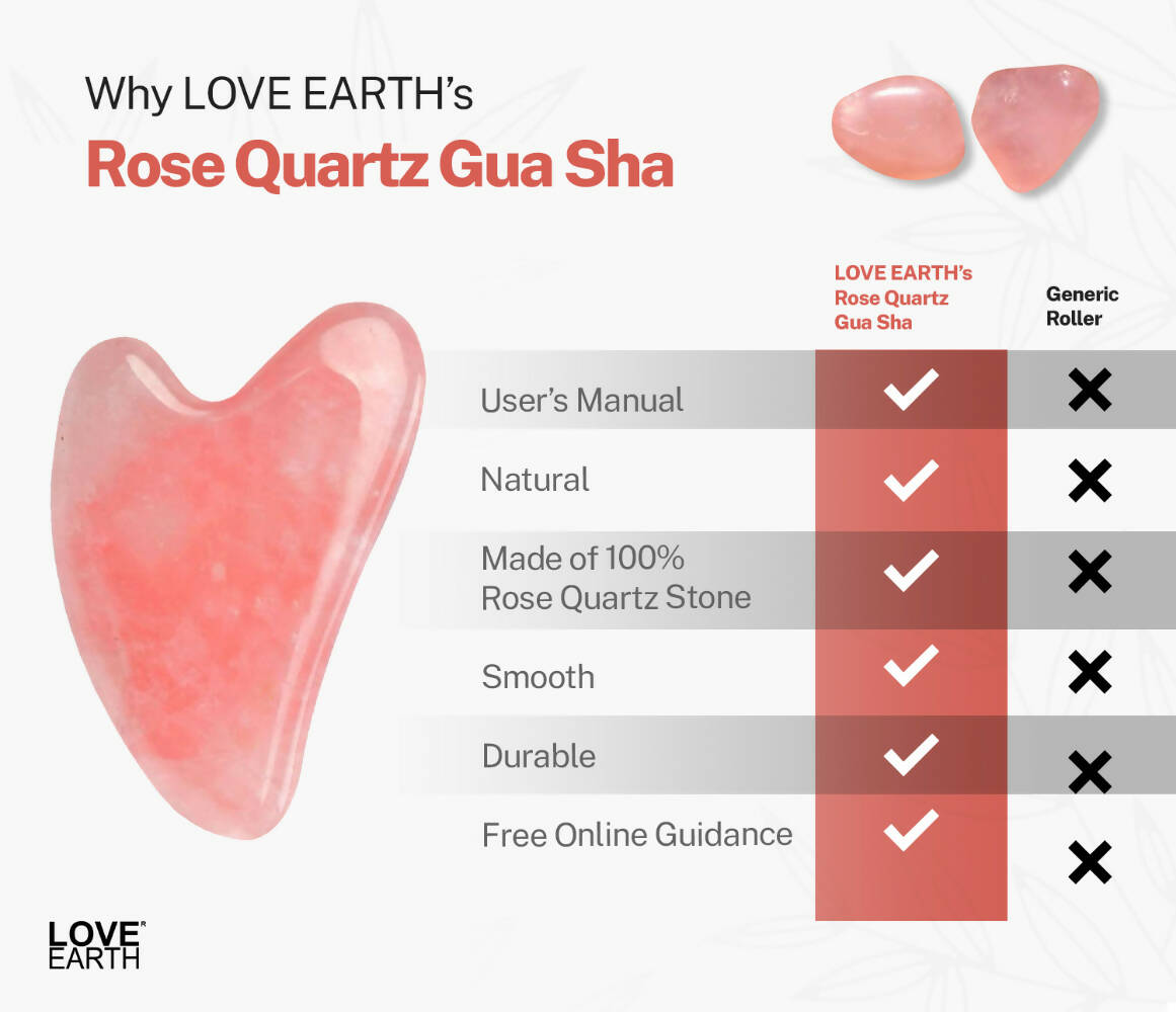 Love Earth Rose Quartz Gua Sha | Grocsy