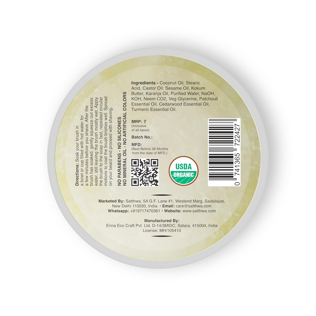 Satthwa Shaving Soap infused With Patchouli & Cedarwood | Grocsy