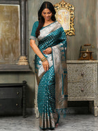 Shree Shyam Fashion Banarasi Silk Sea Green Saree | Grocsy