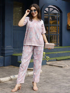 Pink Rayon Paisley Printed Top with Matching Bottom - Eesha | Grocsy