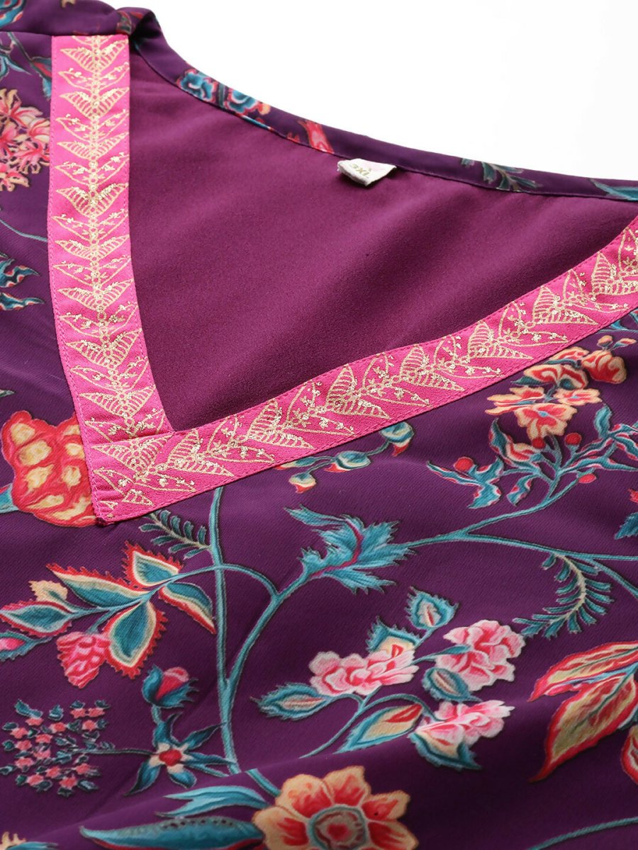 Ahalyaa Women's Traditional wear Kurta Set - Purple | Grocsy