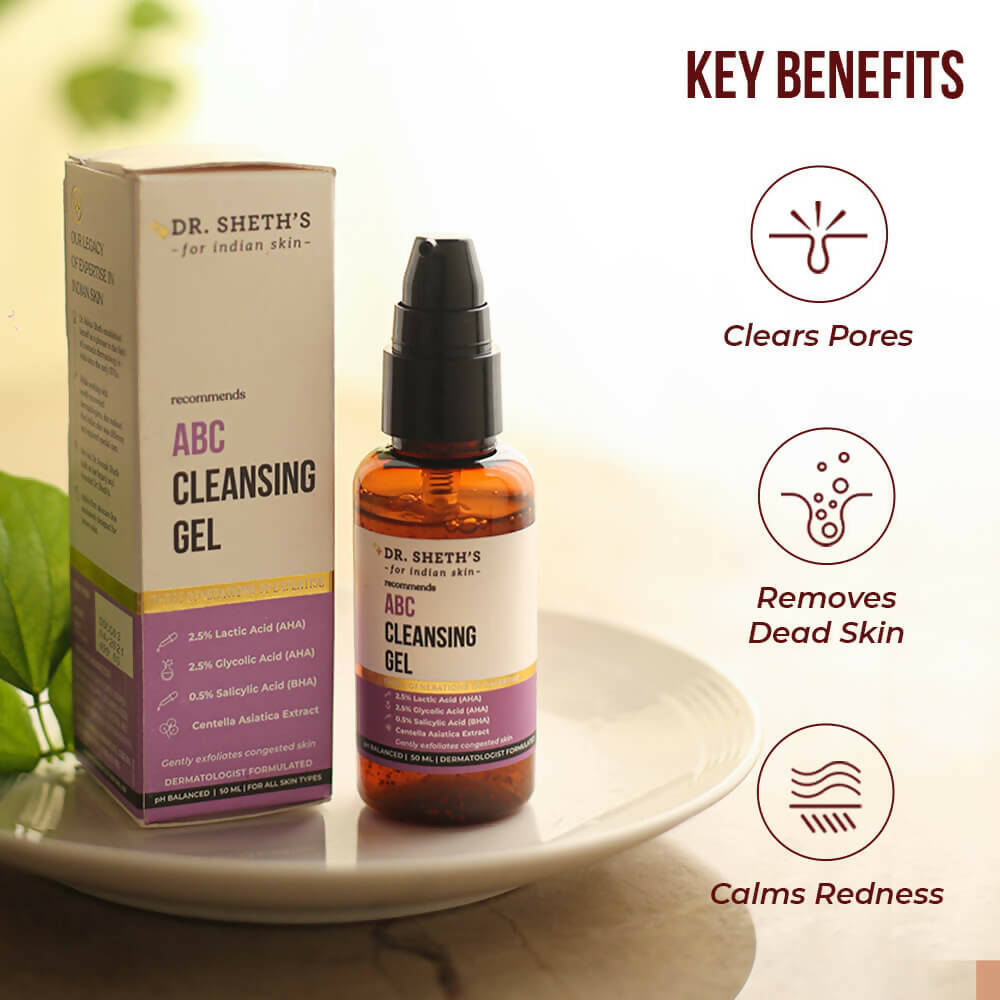 Dr. Sheth's ABC Cleansing Gel With AHA & BHA For Clean Pores & Radiant Skin, For All Skin Types | Grocsy