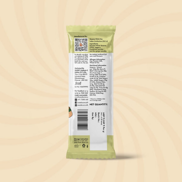 Sweet Karam Coffee White Sesame Chikki Bar (Zero White Sugar) | Grocsy