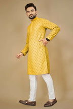 Anaita Yellow Embroidered Rayon Straight Kurta | Grocsy