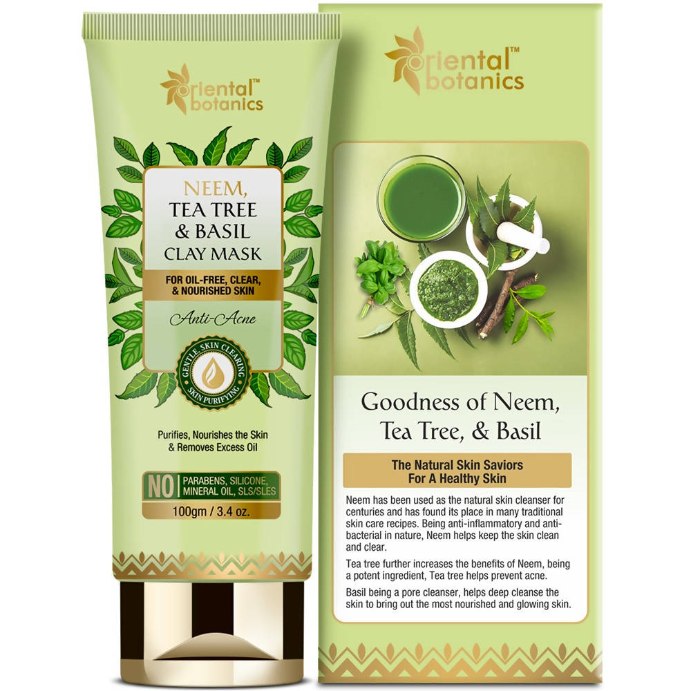 Oriental Botanics Neem, Tea Tree And Basil Anti Acne Clay Mask | Grocsy
