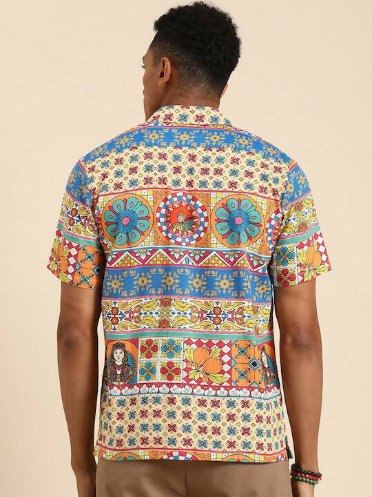 Multicoloured Relaxed Opaque Printed Casual Resort Shirt - Mahotsav | Grocsy