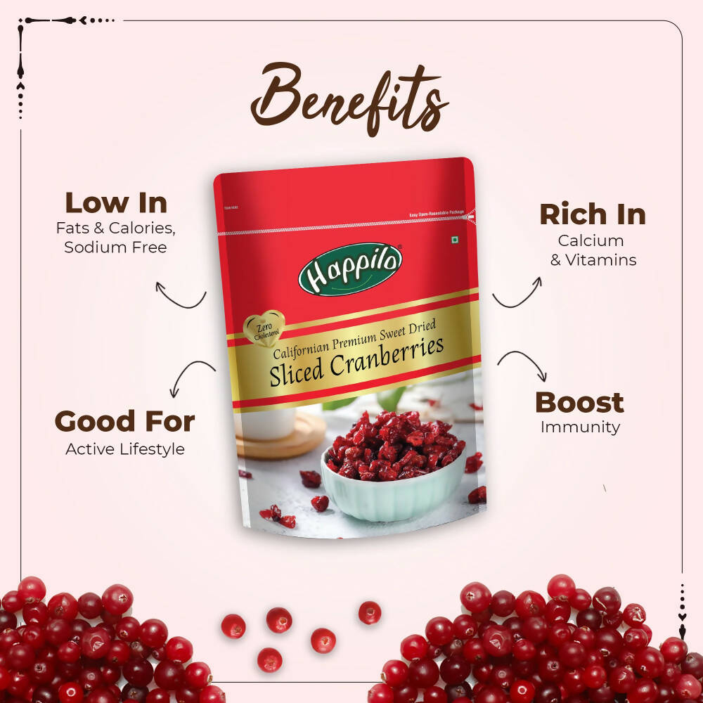 Happilo Premium Californian Sliced Dried Cranberries | Grocsy