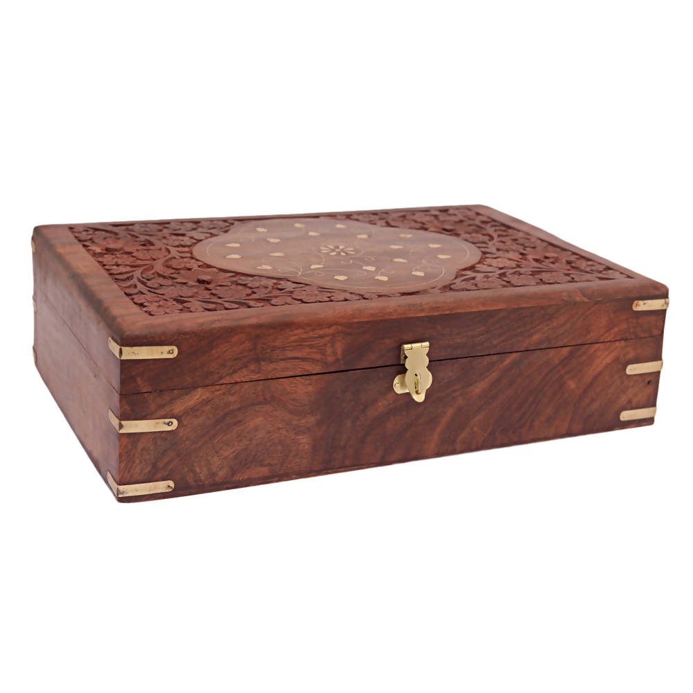 Nizalia Carved Motif Of Flora Handmade Jewellery Box - Limited Time Offer | Grocsy