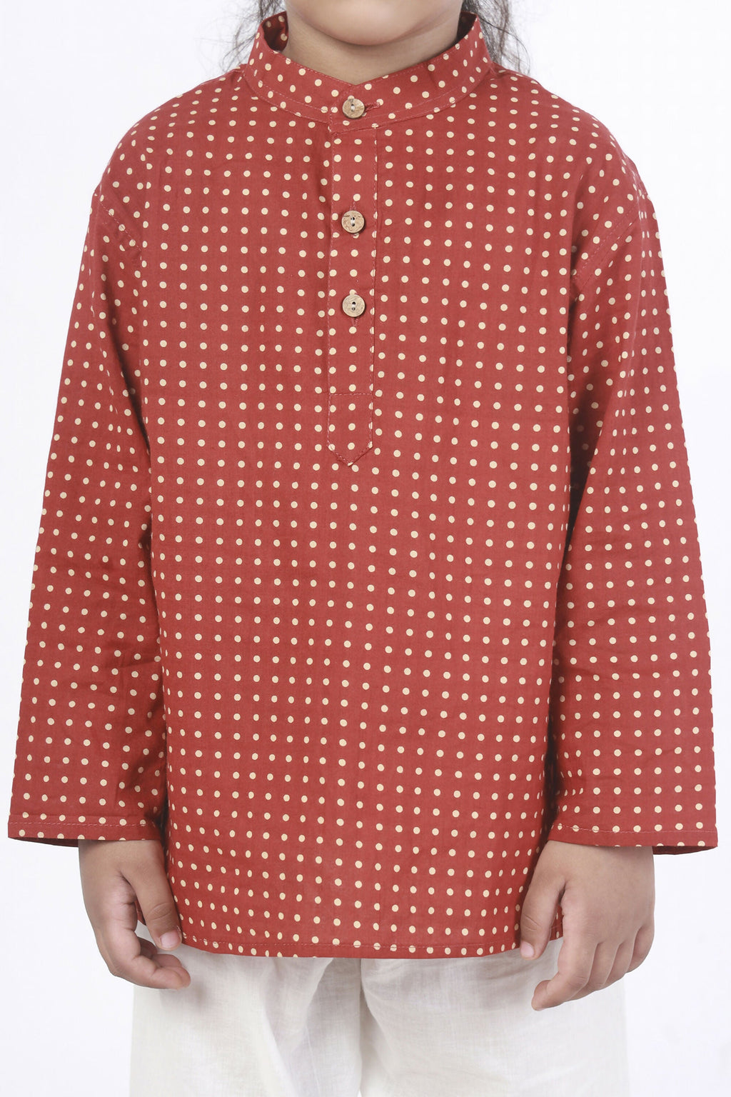 Breathables Kids Cotton Night Suit – Red Polka Dot Kurta & Pyjama Co-Ord Set For Boys & Girls | Grocsy