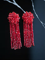 Inhanns Handmade Crystal Waterfall Earrings - Long - Maroon Big | Grocsy