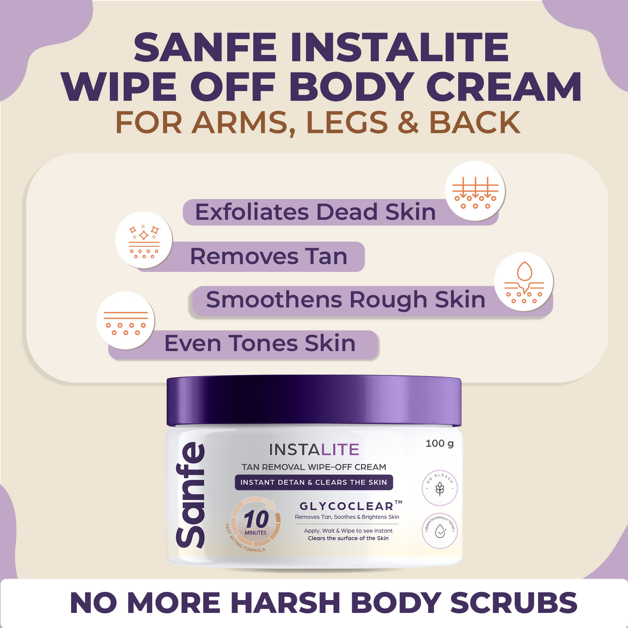 Sanfe Instalite Detan Wipe Off Body Cream | Grocsy