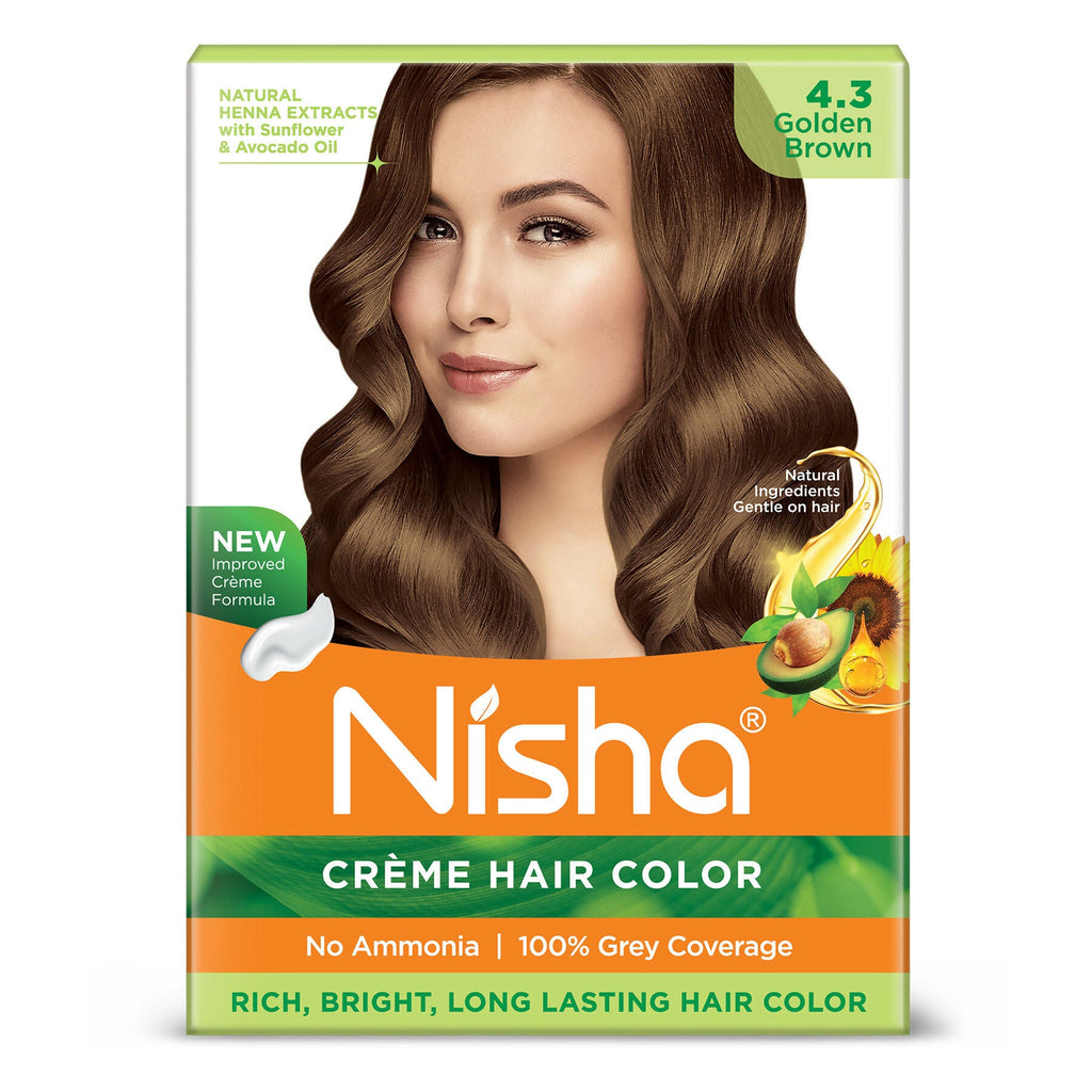 Nisha Creme Hair Color for Women - Golden Brown | Grocsy