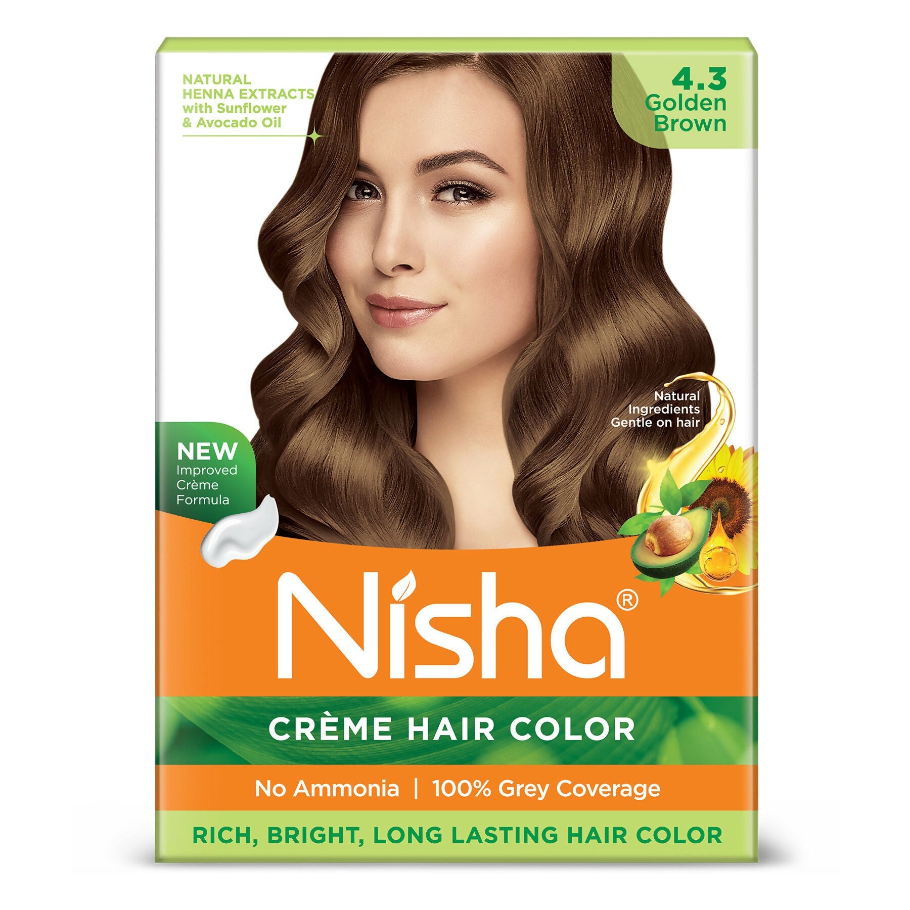 Nisha Creme Hair Color for Women - Golden Brown | Grocsy