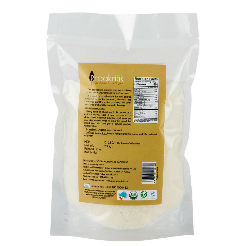Praakritik Organic Dessicated Coconut Powder | Grocsy