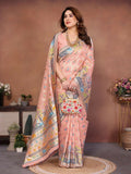 Teeya Creation New Latest Trendy Wedding Wear Pashmina Silk Saree-Peach | Grocsy