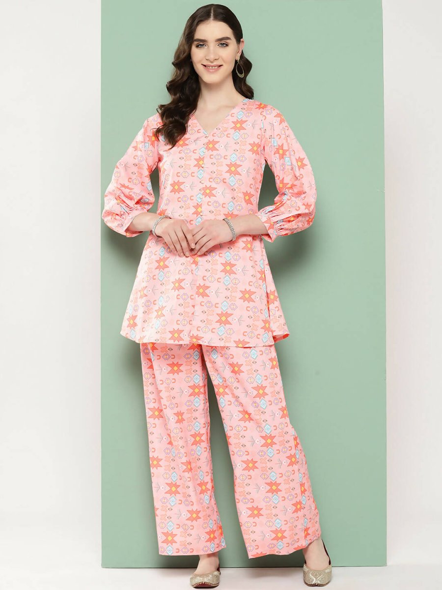 Ahalyaa Women's Traditional Wear Co-ods - Pink | Grocsy
