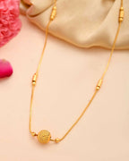 VOJ Gold-Polished Designer Piped Chain WithBig Gold Bead. | Grocsy