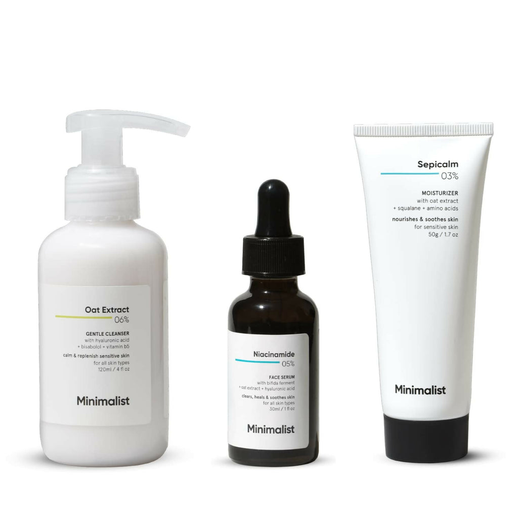Minimalist Sensitive Skincare Kit - Face Wash, Serum & Moisturizer | Grocsy