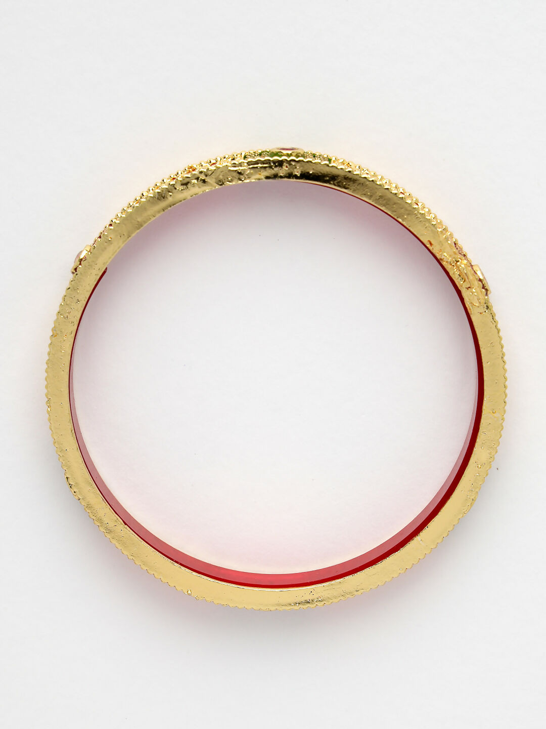 NVR Women's Set Of 2 Gold-Polished Red Kundan Traditional Bangles | Grocsy