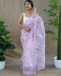 Vamsee Lavender Organza Saree | Grocsy