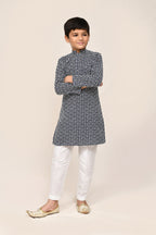 Joban Fashion Cotton Navy Blue Kurta With Straight Fit Pant | Grocsy