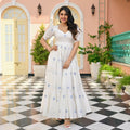 The52 Women's Gorgeous Thread work Cotton Rayon Fabric Flared Dress | Grocsy