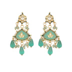 Nuyug 22K Gold Plated Lush Green Maang Tikka & Earrings Set | Grocsy
