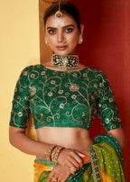 Joban Fashion Dola Silk With Zari Border Shaded Multi Color Work Saree | Grocsy