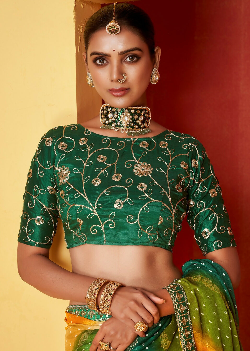 Joban Fashion Dola Silk With Zari Border Shaded Multi Color Work Saree | Grocsy