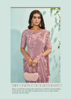 Pink Silk crepe Solid Saree With Unstitched Blouse Piece - Norita Ikshita | Grocsy