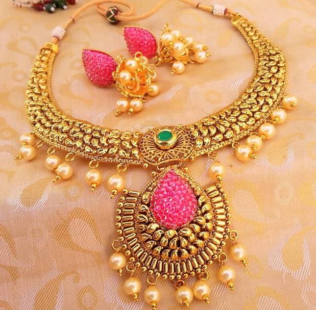 Amazing Antique Necklace Set with Pearl Drops | Grocsy