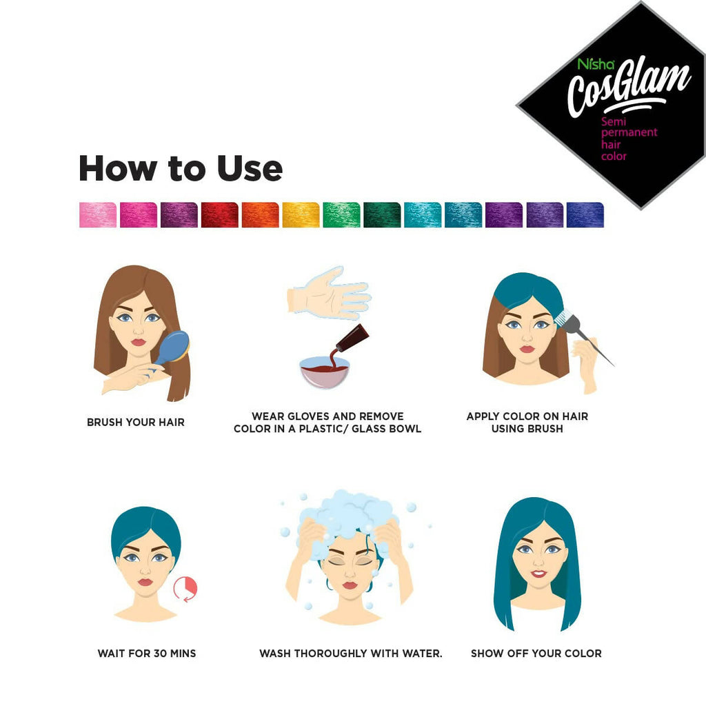Nisha Cosglam Semi Permanent Hair Color 53 Electric Teal | Grocsy