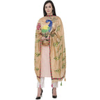 A R Silk Silk Peacock Multi Fancy Dupatta Color Golden Dupatta or Chunni | Grocsy