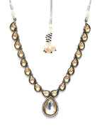 Dual Tone Kundan Neckpiece (silver) - Ruby Raang | Grocsy
