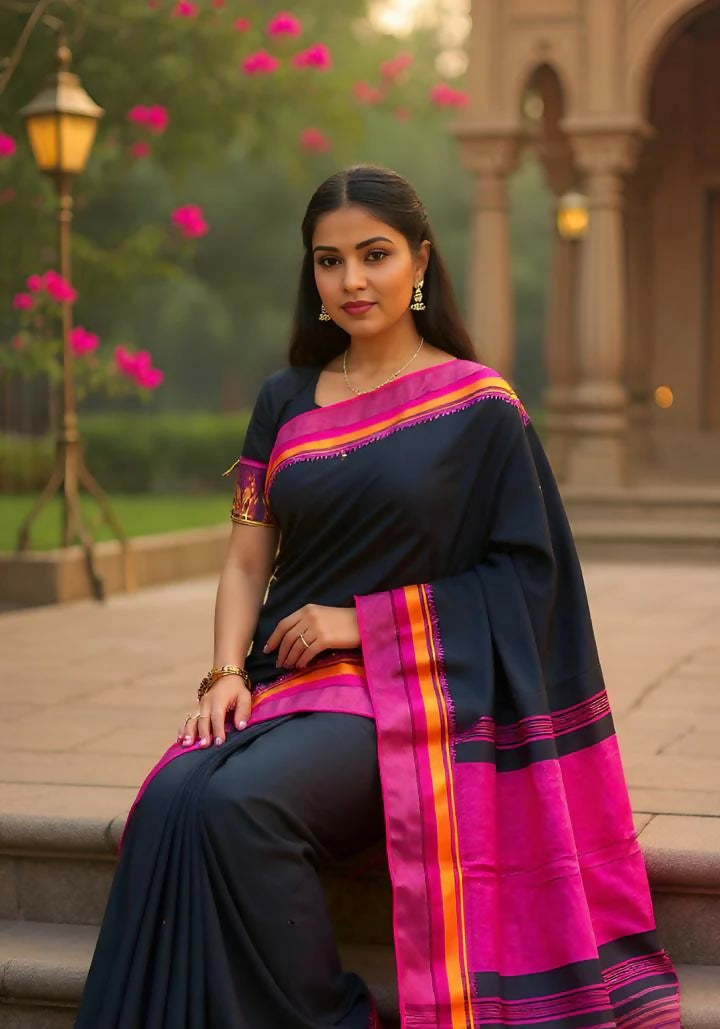 Exclusive Collection Block Print Pure Cotton Handloom Gorgeous Saree | Grocsy