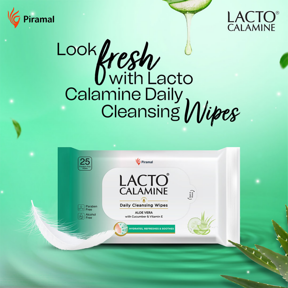Lacto Calamine Daily Cleansing Face Wipes, Makeup Remover Wipes | Grocsy