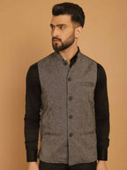 Even Apparels Pure Wool Nehru Jacket - Grey | Grocsy